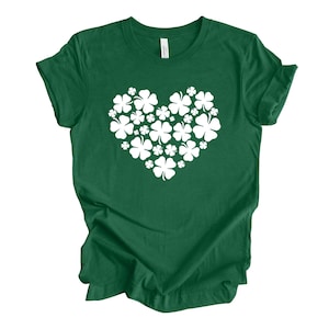 St Patrick's Day Four Leaf Clover Heart T-Shirt