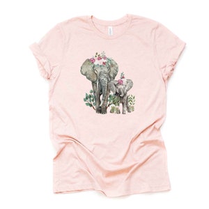 Watercolor Elephant Mom and Baby, Mother's Day, Elephant Baby and Mom Design on premium Bella + Canvas unisex shirt, plus sizes, baseball