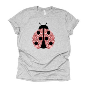 Super Cute Lady Bug Mandala, Ladybug Mandala, Zentangle Design on premium unisex tee, 3x lady bug, 4x lady bug, plus sizes