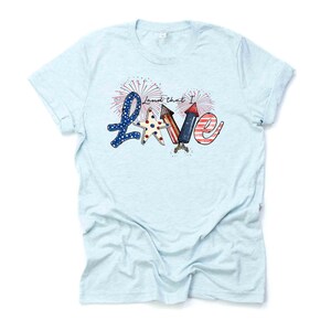 Patriotic Tee, Land That I Love with Fireworks Design on premium unisex shirt, 3 color choices, 3x Patriotic, 4x Patriotic, Plus Sizes