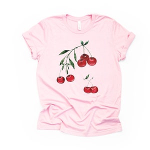 Summer Shirt, Super Fun Cherry Fruit, Fresh Cherries Design on premium unisex shirt, 4 color choices, 2X, 3X, 4X, plus sizes available