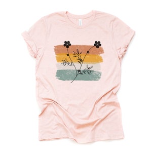 Boho Flower Silhouette T-Shirt: Brush Stroke Design