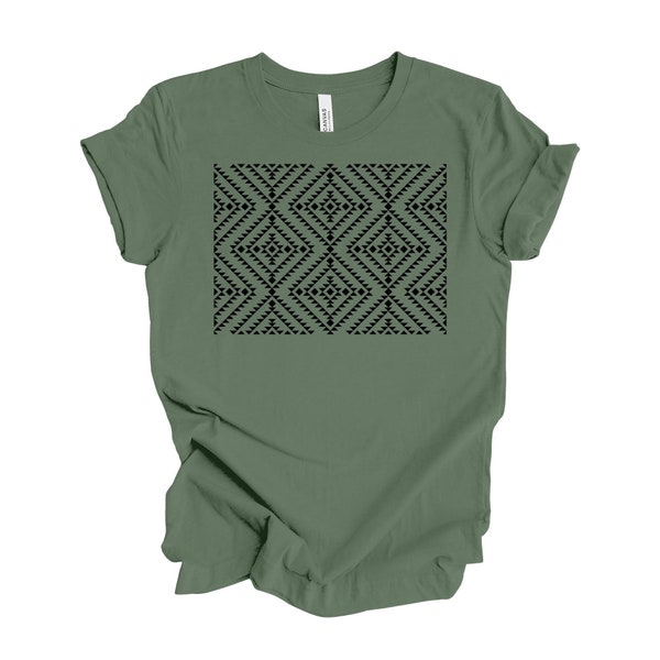 Aztec Boho Tee, Tribal Design, Boho Pattern, Unique Design on premium Bella + Canvas unisex shirt, 3 color choices, plus sizes available