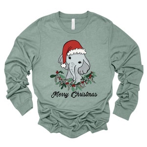 Christmas Long Sleeve, Cute Christmas Elephant, Merry Christmas Elephant Design, premium unisex long sleeve tee, 3x plus size long sleeve