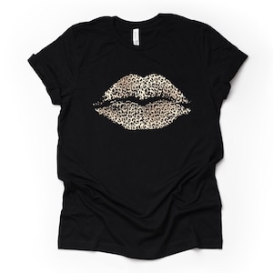Leopard Print Lips T-Shirt - Distressed Graphic Tee