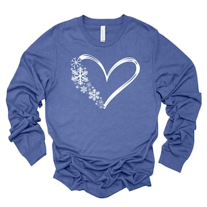 Christmas Heart Long Sleeve Tee: Snowflake Winter Design