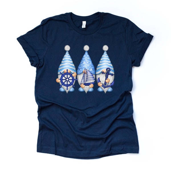 Nautical Gnomes, Fun Boating Gnomes, Gnome with Anchor, Boat Design, premium unisex shirt, 4 color choices, 3x summer, 4x summer, plus sizes