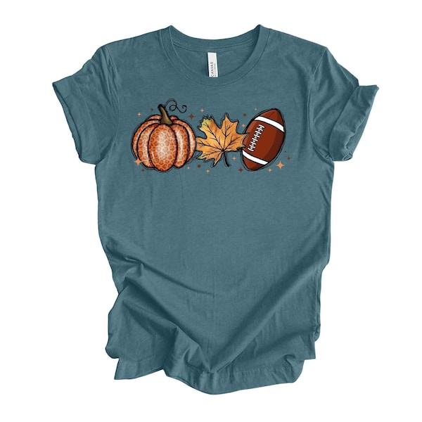 Fall Football Pumpkin Graphic Tee - Unisex Bella Canvas Shirt, Plus Size Fall