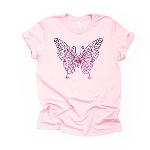 Pink and Purple Butterfly Mandala, Beautiful Butterfly Design on premium Bella + Canvas unisex shirt, 3 color choices, plus sizes available