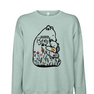 Mama Bear Sweatshirt, Cute Mama Bear Design, Unisex Sponge Fleece Drop Shoulder Crewneck Bella + Canvas, Mom Sweatshirt, Mama Sweatshirt