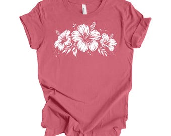 Tropical Hibiscus Beach Vacation Shirt: Unisex Bella Canvas shirt