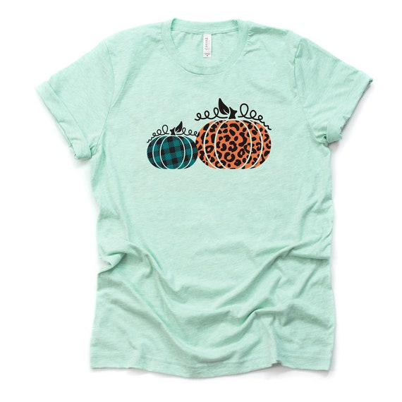 Plaid and Leopard Pumpkin Tee - Bella Canvas Unisex Shirt