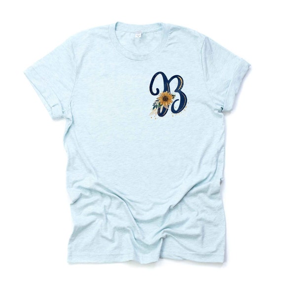 Monogram Sunflower Tee: Personalized Initial Bella Canvas T-Shirt
