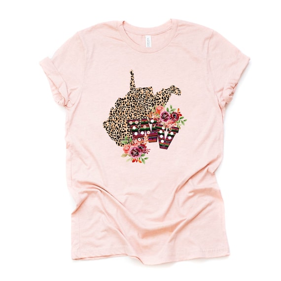 Leopard Print West Virginia Tee: Floral WV Design