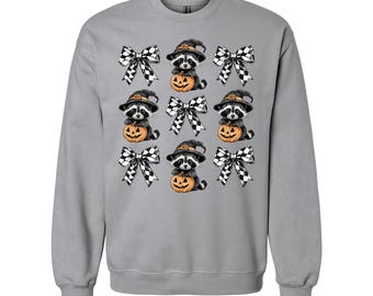 Sudadera de mapache de Halloween con diseño de lazo preppy