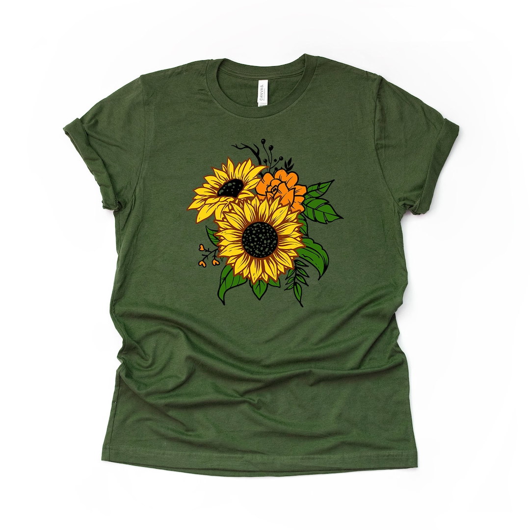 Sunflower Shirt, Beautiful Summer Sunflowers Design on Premium Bella ...