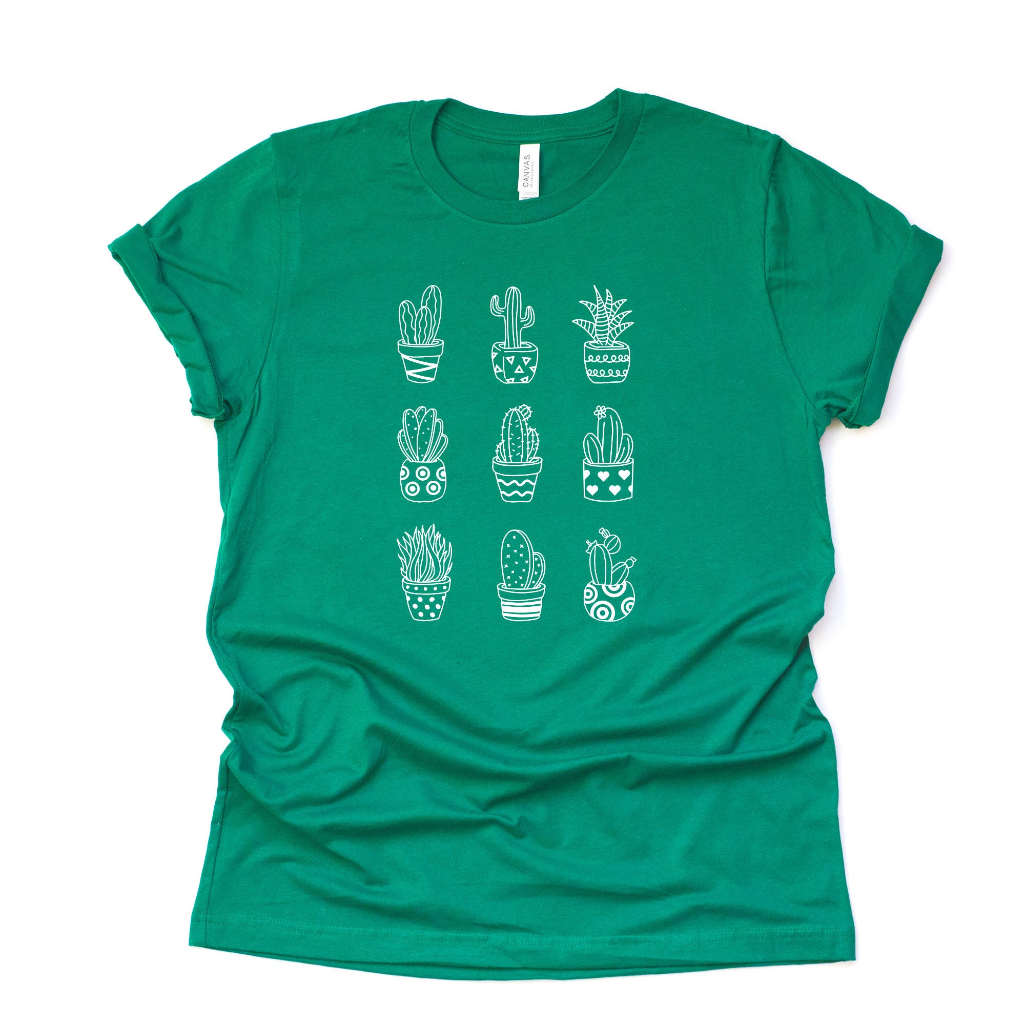 Cactus Tee, Super Cute Rows of Cacti Design, Premium Bella +