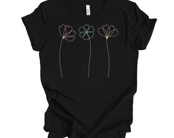 Boho Simple Flowers Tee: Bella + Canvas Unisex Shirt