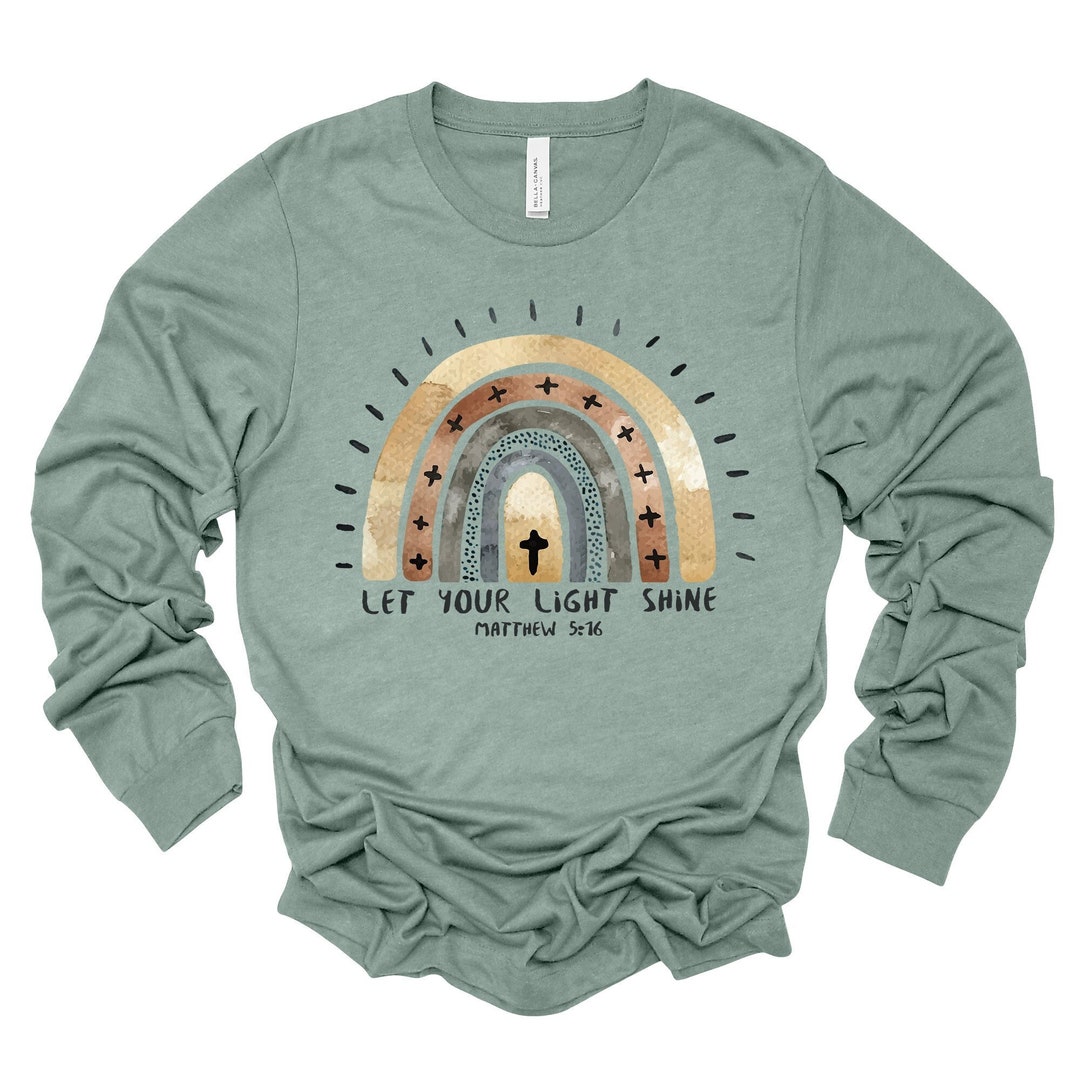 Christian Rainbow Long Sleeve Tee: Let Your Light Shine - Etsy
