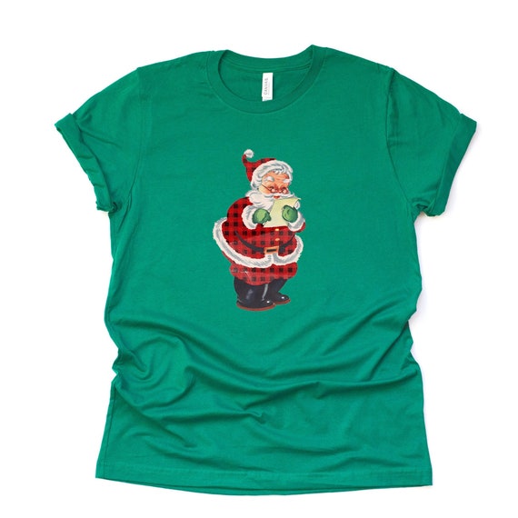 Vintage Santa Tee, Plaid Suit Design, Unisex Shirt