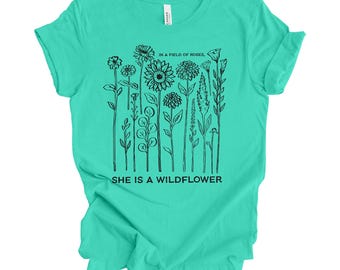 Wildflower Graphic Unisex Shirt, Floral Design