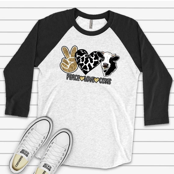 Cow Raglan Super Cute PEACE LOVE COWS 