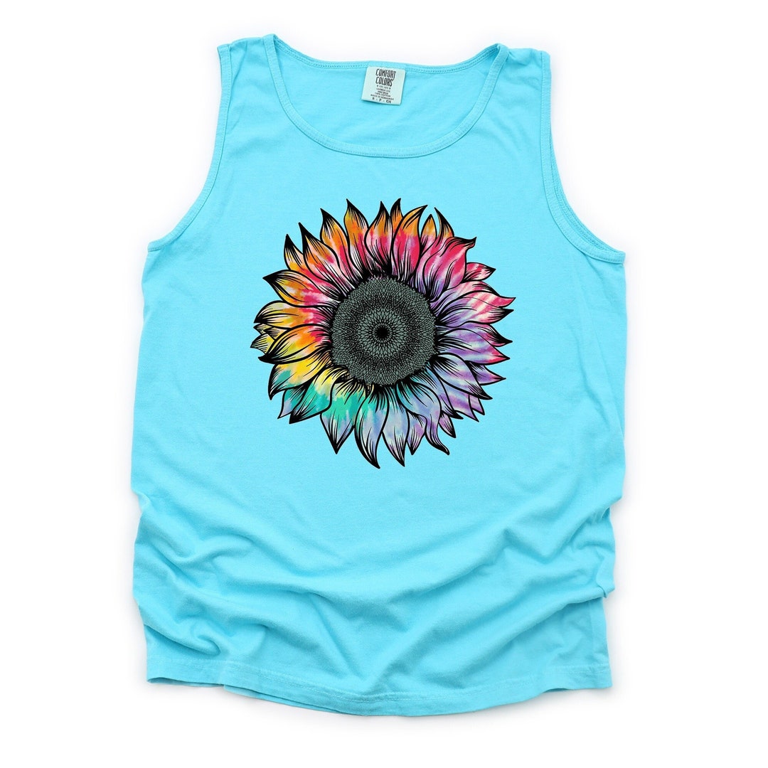 Sunflower Tank, Tie Dye Sunflower, Neon Tie Dye Sunflower, July 4th ...