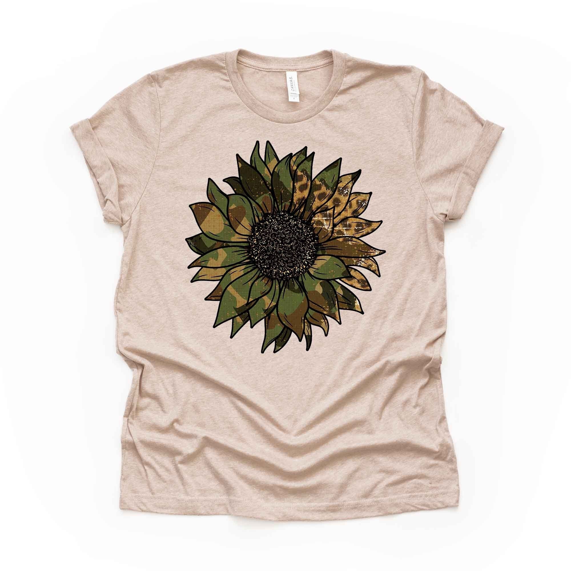 Camo Sunflower Bella Canvas Shirt: Army Life Design - Etsy