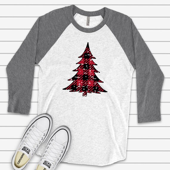 Christmas Raglan Cute Red Buffalo Plaid 