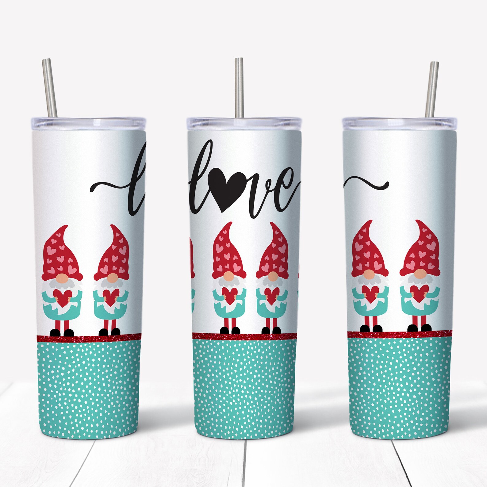 20 Oz Skinny Tumbler Valentine's Day Tumbler LOVE Gnomes Etsy