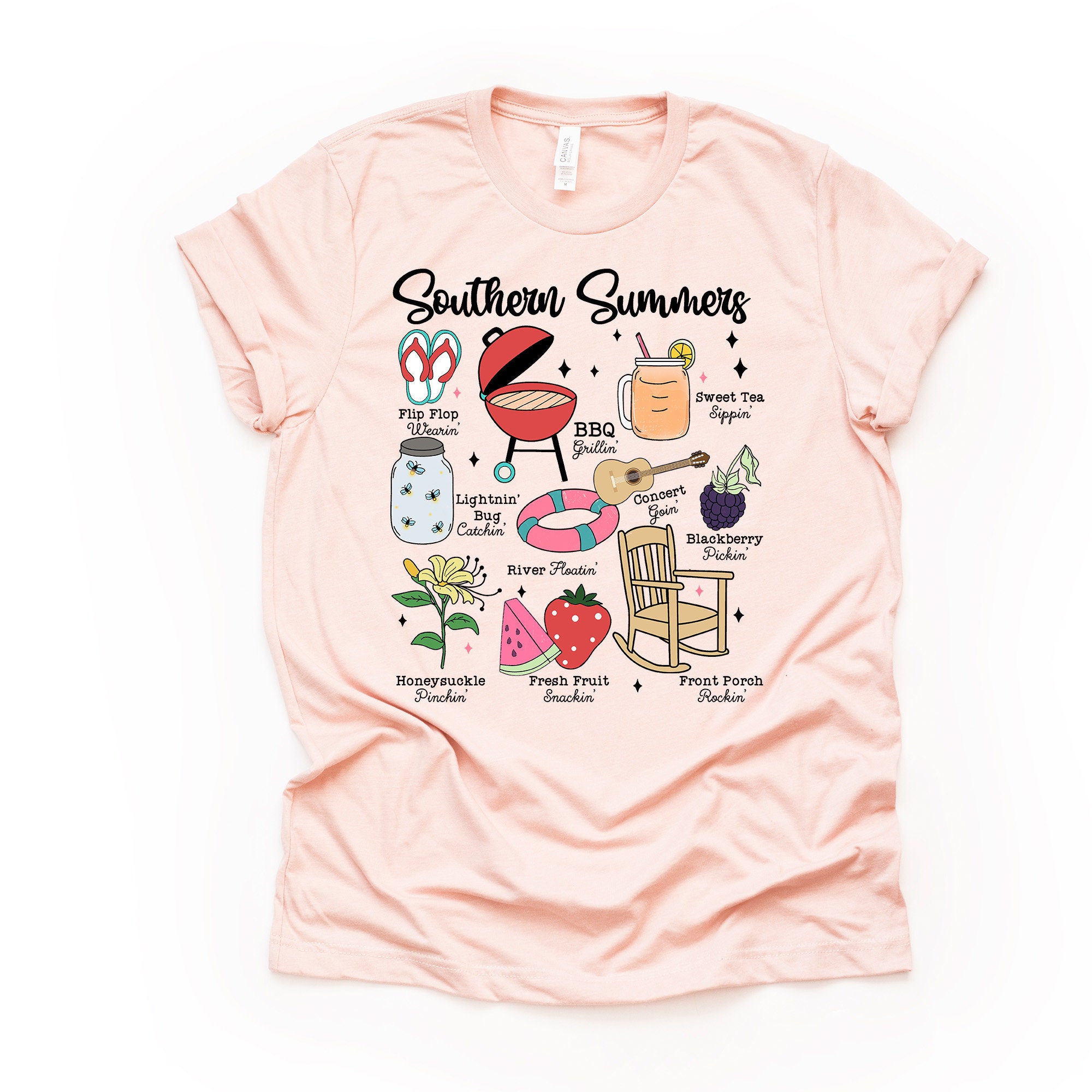 Southern Summers T-shirt: Sweet Tea, BBQ, Flip Flops - Etsy