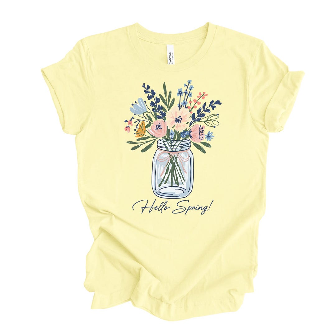 Hello Spring Flowers Graphic Tee, Unisex Fit - Etsy