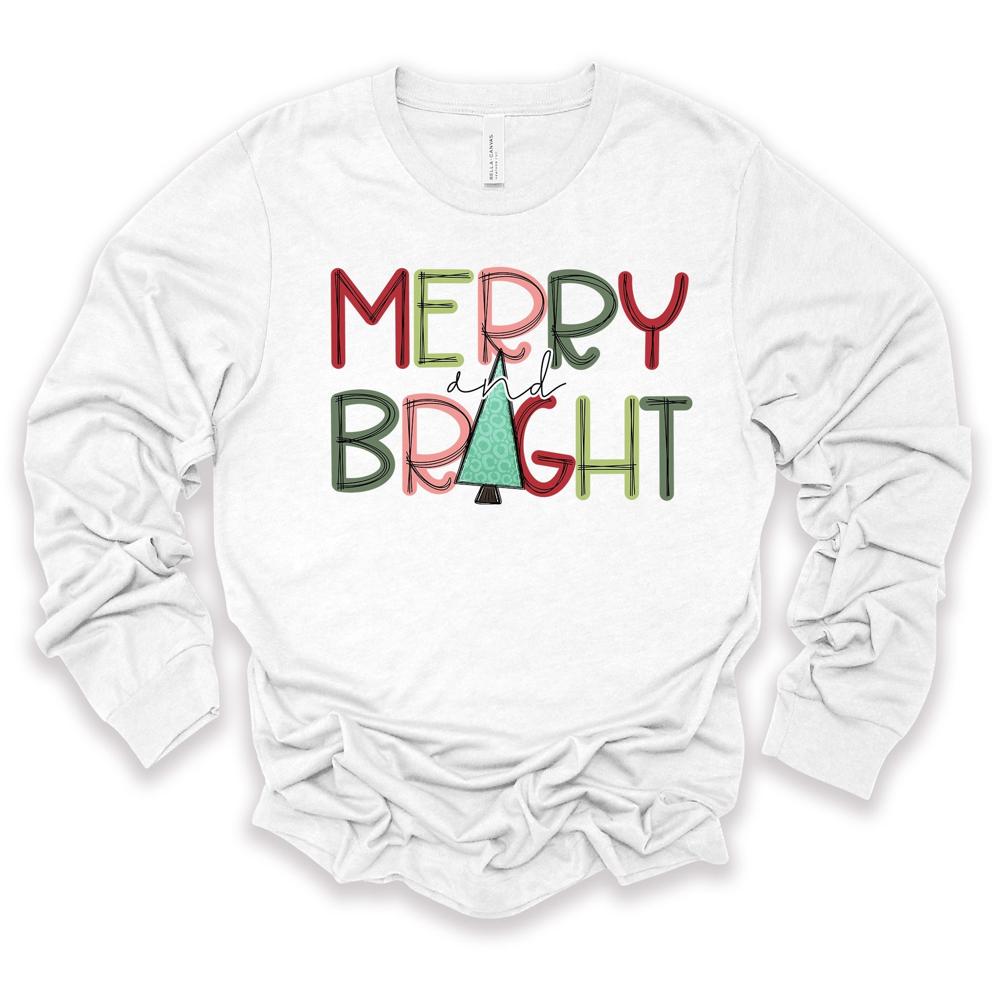 Christmas Long Sleeve, Modern Merry Bright With Cute Christmas