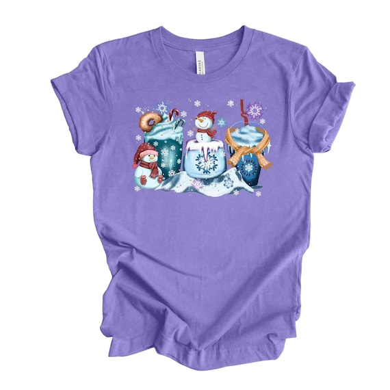 Winter Snowmen Coffee T-Shirt, Unisex Bella Canvas Shirt