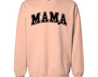 Simple MAMA Varsity Heart Sweatshirt - Gildan Softstyle Crewneck