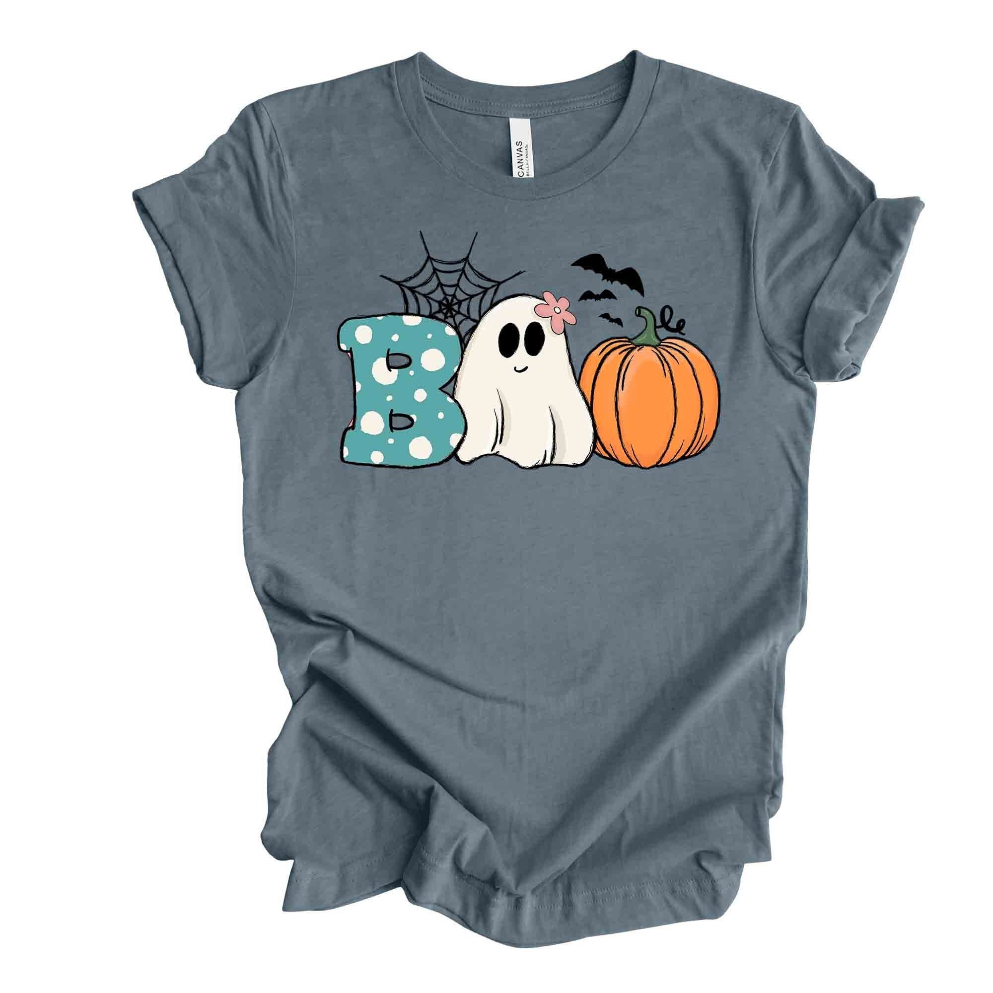 Halloween Shirt: Ghost, Pumpkin, and 'BOO' Bella+Canvas Tee