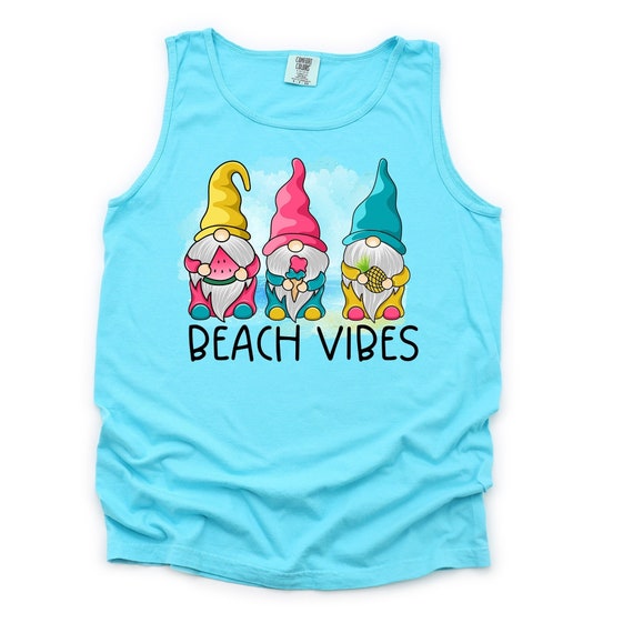 Beach Gnomes Tank Top: Garment Dyed Comfort Colors Unisex Top