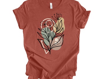 Abstract Floral Tee: Modern Botanical Bella + Canvas Shirt
