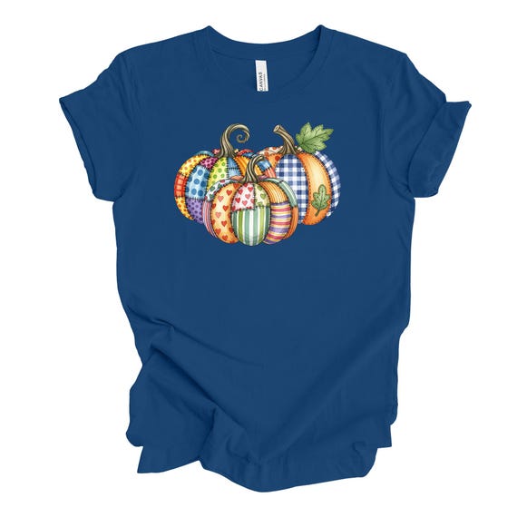Patchwork Pumpkin Shirt: Colorful Plaid Fall Design