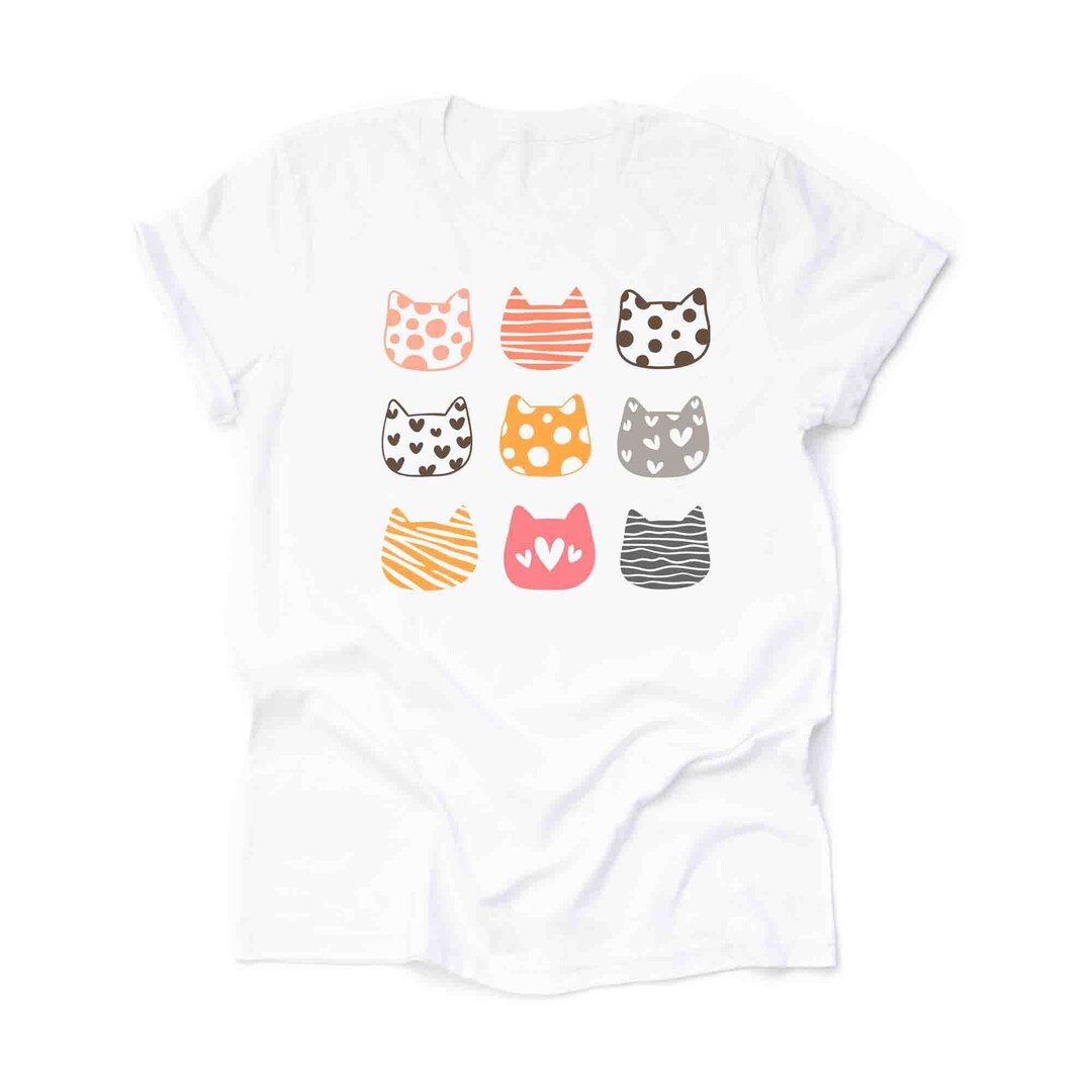 Pastel Cats Cute Cats in a Row Polka Dot & Striped Cats Etsy