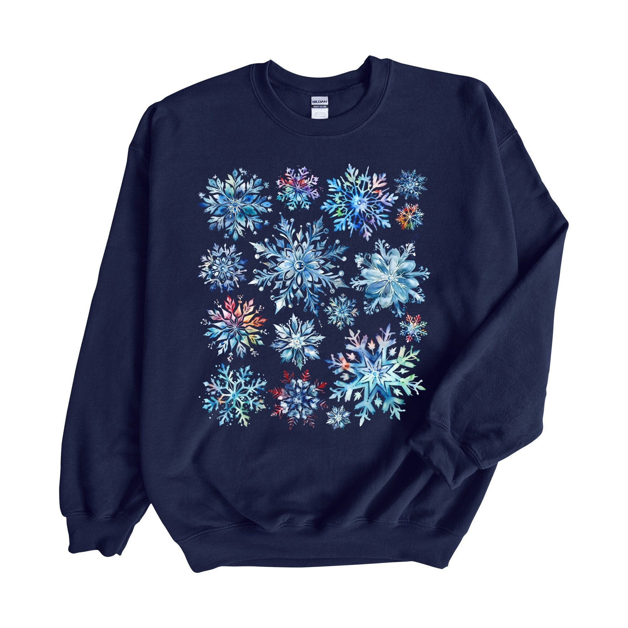 Black Sweatshirt With Snowflakes - Etsy