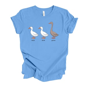 Funny Shirt, Duck Duck Goose, 80s School Game, GenX game, 90s School Design, premium unisex shirt, 9 color choices, 3x 80s, 4x 80s