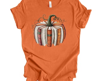Fall Book Shirt: Pumpkin of Books - Unisex Bella Canvas Tee