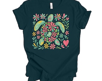 Chemise tortue de mer colorée : design Boho Beach
