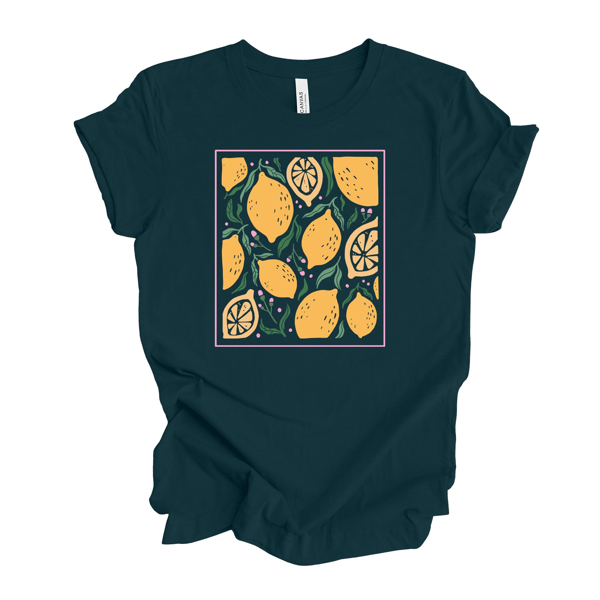 Lemon Tee, Cute Lemon Pattern, Lemons in a Square Design on
