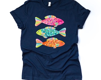 Coastal Fish, Beach Vacation Tee, Unisex Bella Canvas Shirt