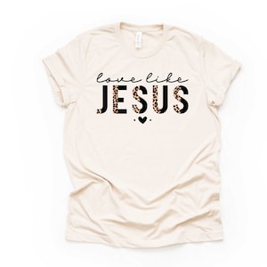 Christian Tee, Love Like Jesus, Jesus Leopard Print Design on Premium ...