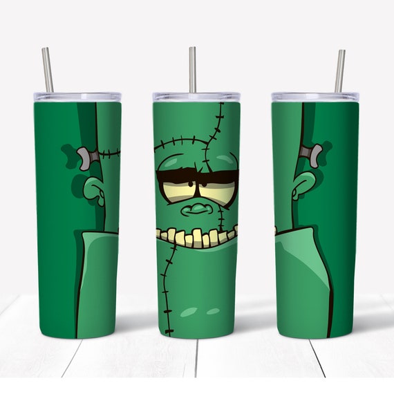 20 Oz Skinny Tumbler, Cute Frankenstein Tumbler, Halloween Monster