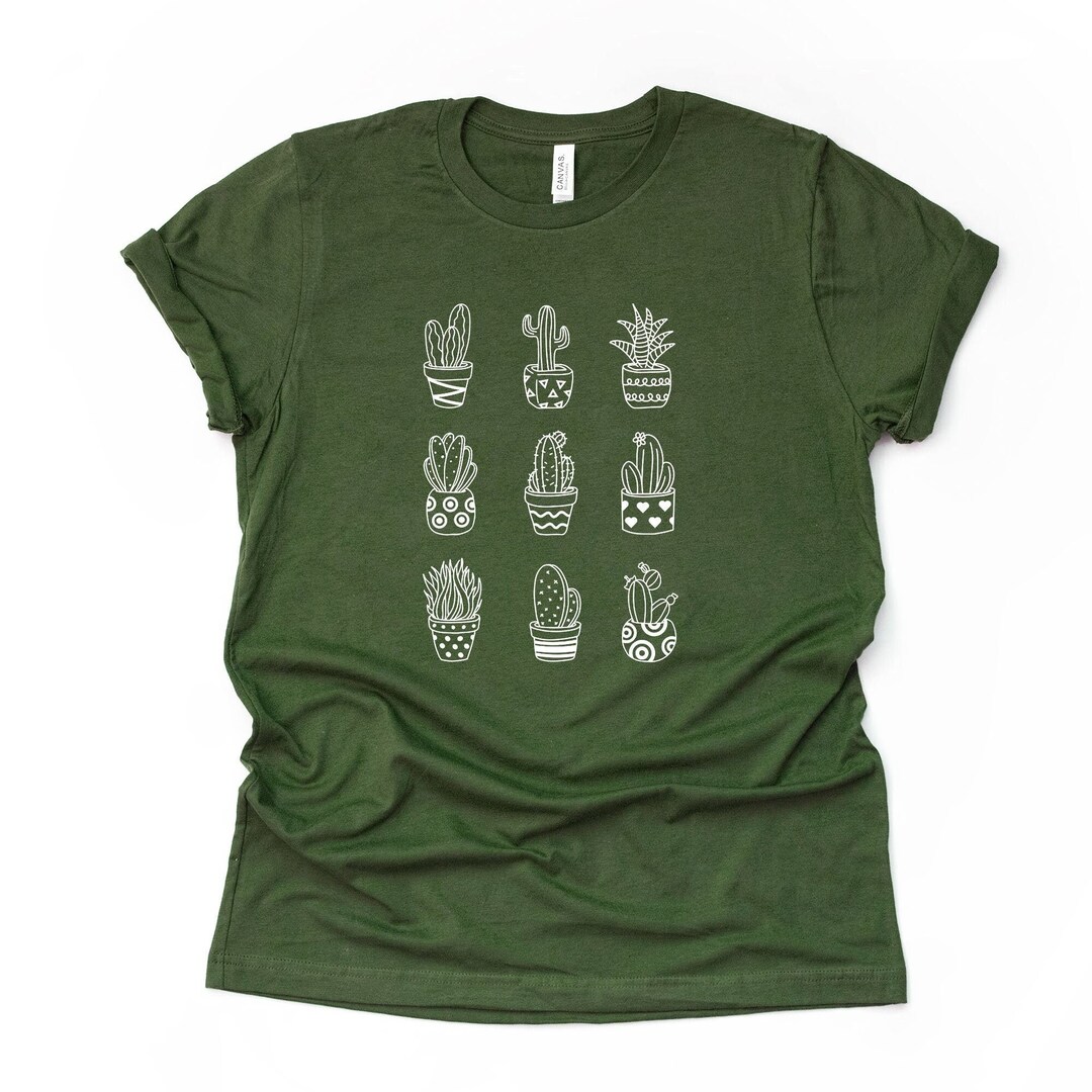 Cactus Tee, Super Cute Rows of Cacti Design, Premium Bella + Canvas ...