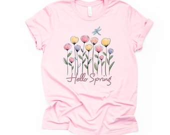 Tulip and Dragonfly Spring Tee, Unisex Shirt